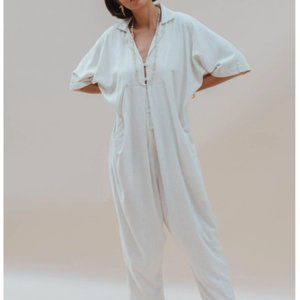 Myrah Penaloza Sat Torri Playsuit (Linen Rayon Blend, Light Beige)